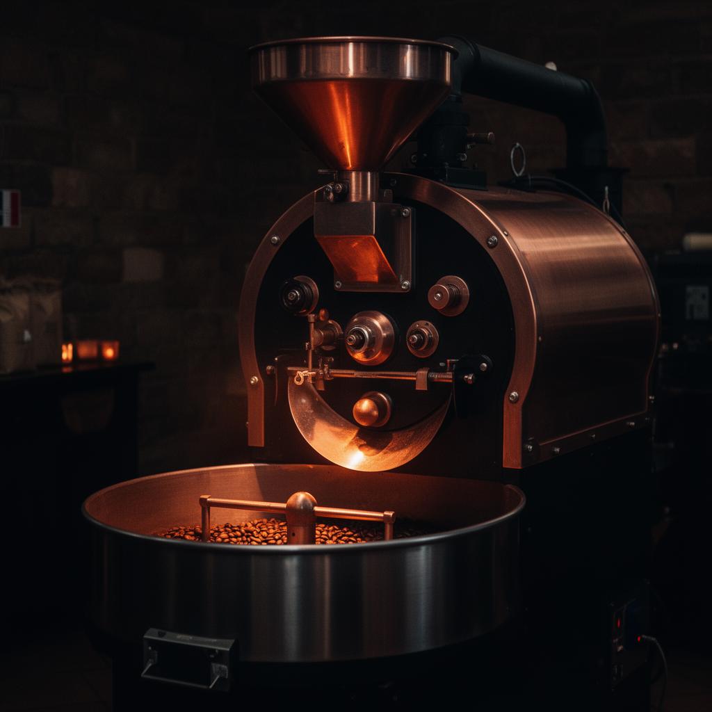 Tostadora de café artesanal en la roastería de Sons of Vulkan